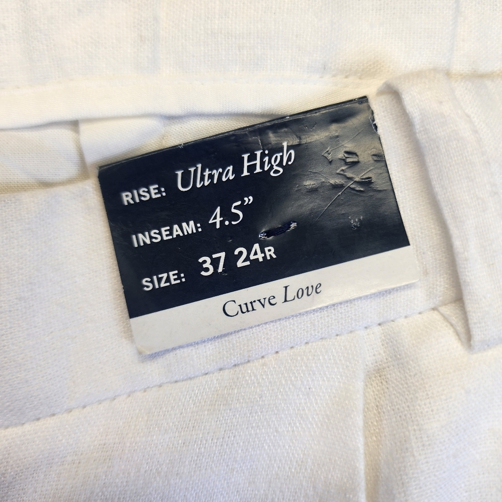 NWT Abercrombie & Fitch White Curve Love Linen-Blend Tailored Shorts - 24W - Picture 3 of 13